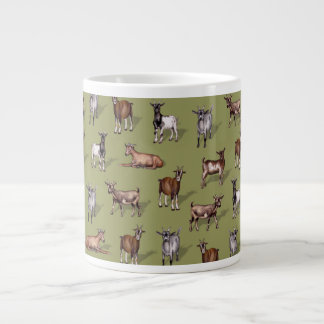 Caneca De Café Grande Caprinos minústicos em verde - Padrão de Caprinos