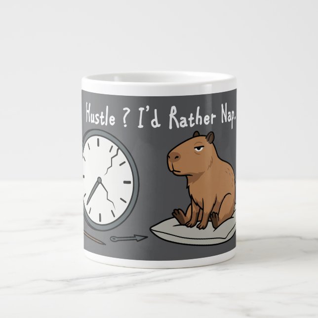 Caneca De Café Grande Capybara Fatigué Humour I'd Rather Nap et Horloge  (Frente)