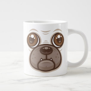 Caneca De Café Grande Cara de cachorro pug cartoon