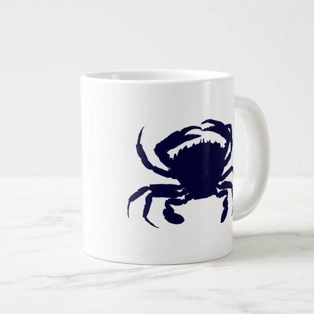 Caneca De Café Grande Caranguejo Azul Escuro 2 (Frente Esquerda)