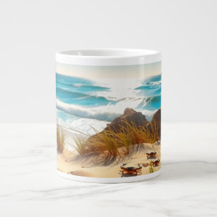 Caneca De Café Grande Caranguejos Marinhos na Praia Tropical – Oceano Se