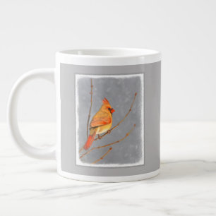 Caneca De Café Grande Cardeal para pintura de galho - Arte original de p