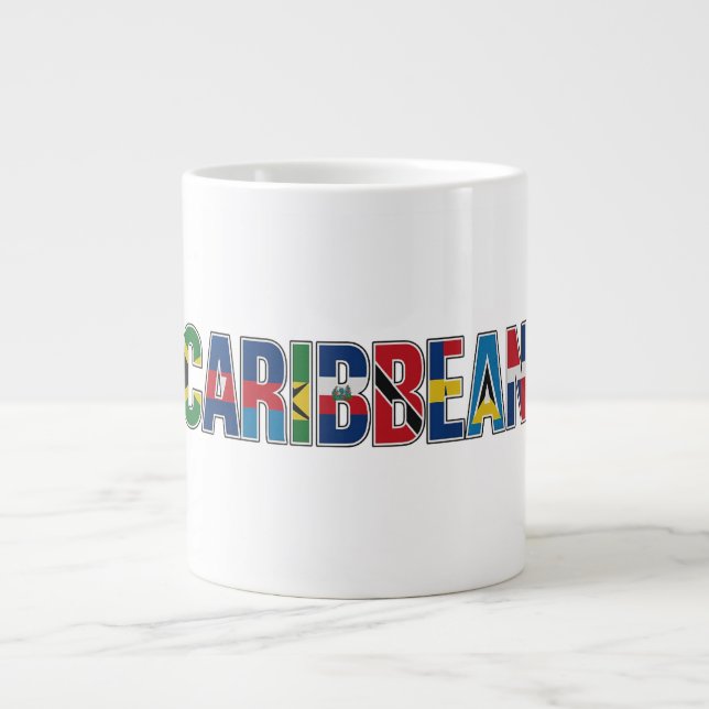 Caneca De Café Grande Caribbean Flags (Frente)