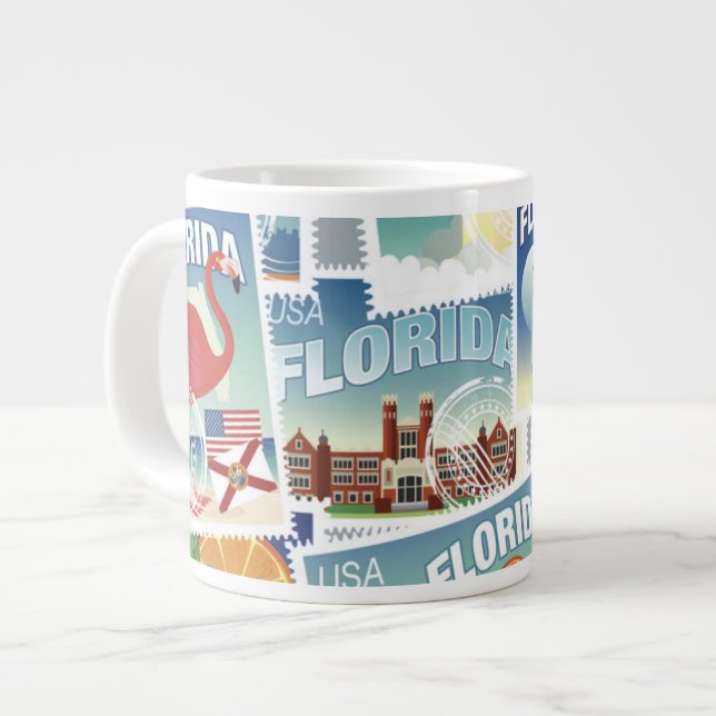 Caneca De Café Grande Carimbos da Flórida (Frente Esquerda)