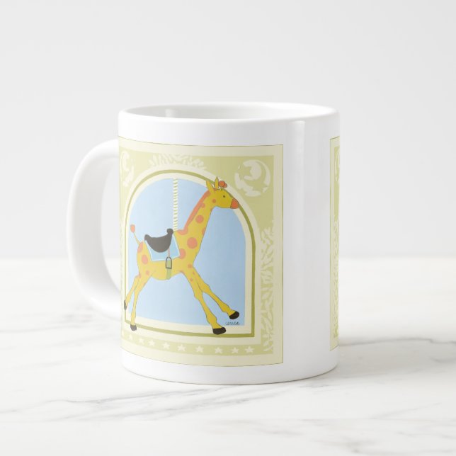 Caneca De Café Grande Carousel Giraffe por June Erica Vess (Frente Esquerda)