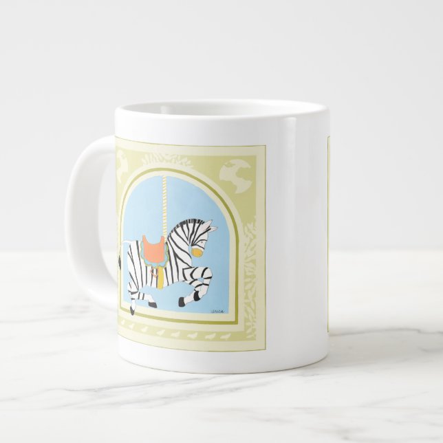 Caneca De Café Grande Carousel Zebra por June Erica Vess (Frente Esquerda)