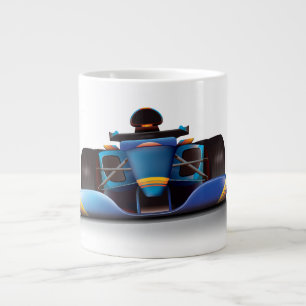 Caneca De Café Grande Carro de Corrida Azul