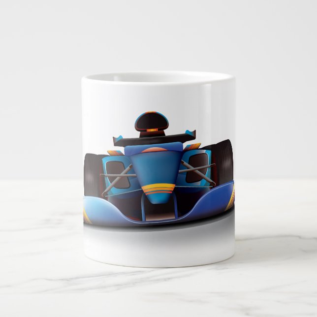 Caneca De Café Grande Carro de Corrida Azul (Frente)