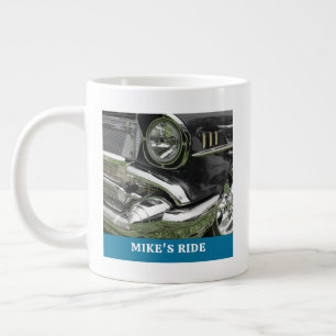 Caneca De Café Grande Carro Preto Chevy 1957, Nome/Mensagem, Sua Foto/Ar