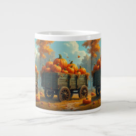 Caneca De Café Grande carroça de feno com abóboras