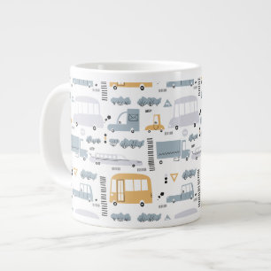 Caneca De Café Grande Carros de Corte no Padrão de Tráfego