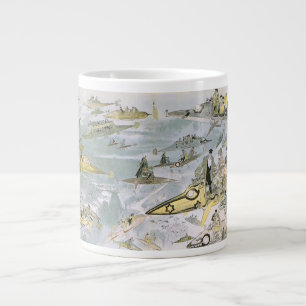 Caneca De Café Grande Carros Futurísticos Ficção Científica Vintage,