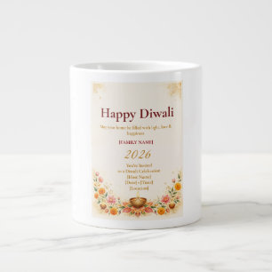 Caneca De Café Grande Cartão de Boas Festas de Diwali Elegante