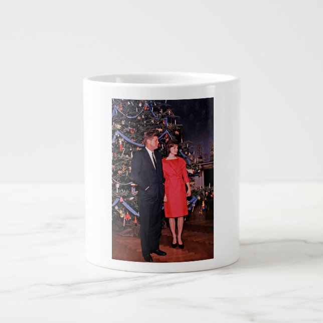 Caneca De Café Grande Cartão de Natal do Presidente Americano John Kenne (Frente)