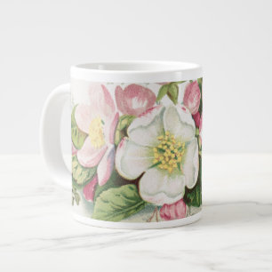 Caneca De Café Grande Cartão de Natal Vintage Retro, Flores de Maçã