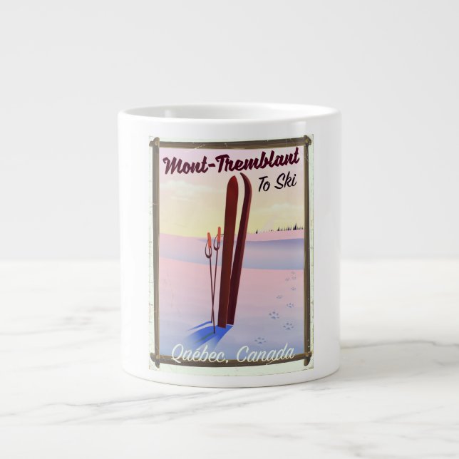 Caneca De Café Grande Cartaz de esqui Mont-Tremblant Québec. (Frente)