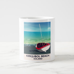 Caneca De Café Grande Cartaz de férias da Praia de Kirkjubol Islândia