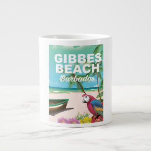 Caneca De Café Grande Cartaz de férias da Praia Gibbes Barbados