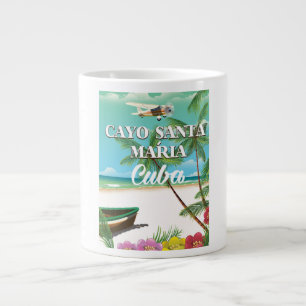 Caneca De Café Grande Cartaz de férias de praia cubanas Cayo Santa María