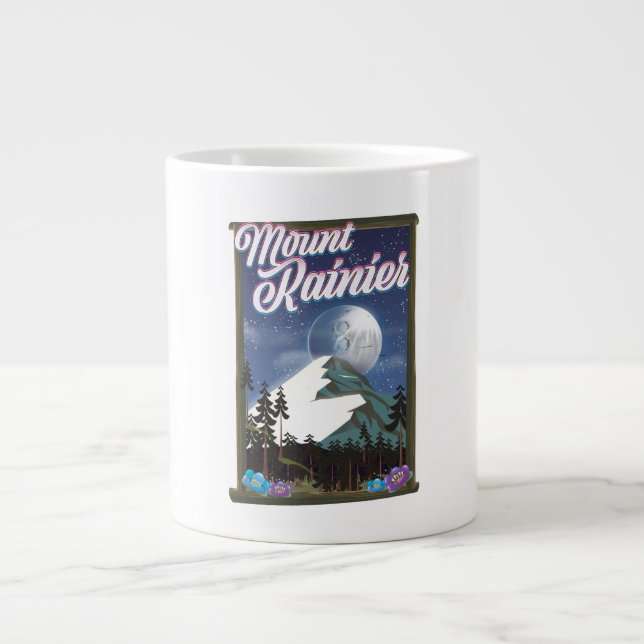Caneca De Café Grande Cartaz de férias do Monte Rainier. (Frente)