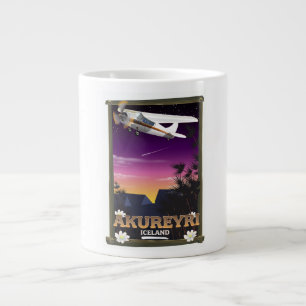 Caneca De Café Grande cartaz de viagem Akureyri Islândia