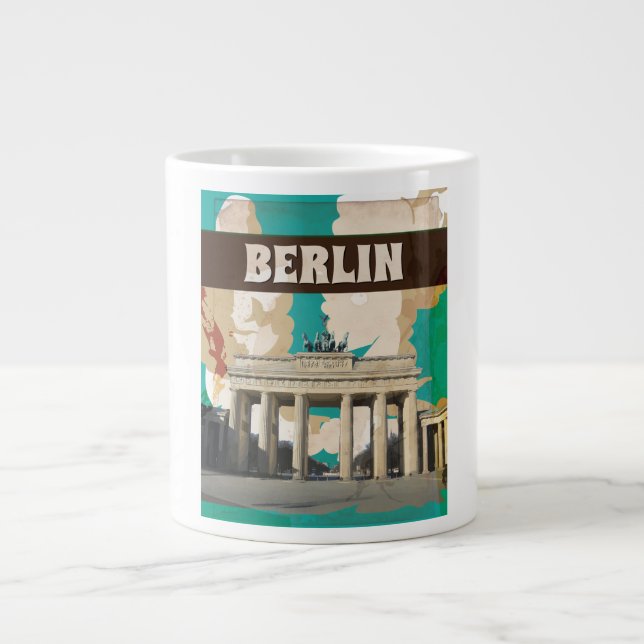 Caneca De Café Grande Cartaz de Viagem Antigo de Berlim (Frente)