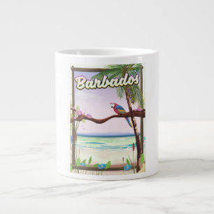 Caneca De Café Grande Cartaz de viagem da paisagem do papagaio de Barbad