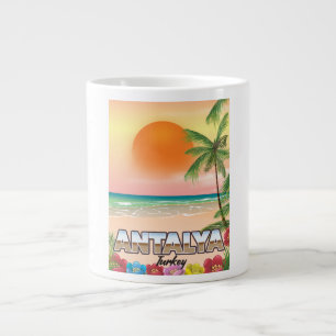 Caneca De Café Grande Cartaz de viagem da praia de Antalya Turquia