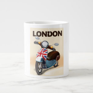Caneca De Café Grande Cartaz de viagem da scooter antiga Londres union j