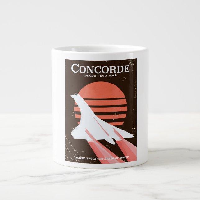 Caneca De Café Grande cartaz de viagem de voo vintage do Concorde (Frente)