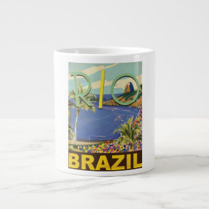 Caneca De Café Grande Cartaz de Viagem do Brasil