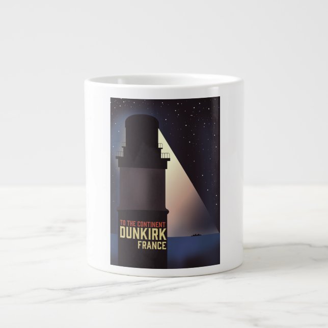 Caneca De Café Grande Cartaz de viagem do Farol de Dunquerque. (Frente)