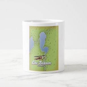 Caneca De Café Grande Cartaz de viagem do mapa da França do Lago Besson
