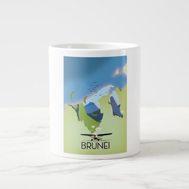 Caneca De Café Grande Cartaz de viagem do mapa de Brunei (Frente)