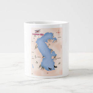 Caneca De Café Grande Cartaz de viagem do mapa estilo vintage do Mar Cás