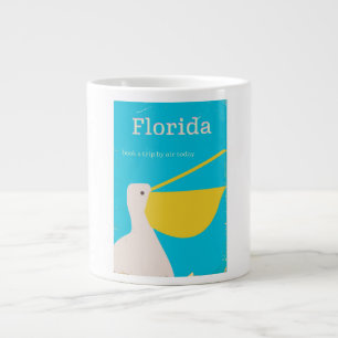 Caneca De Café Grande Cartaz de viagem do Pelicano da Flórida Vintage