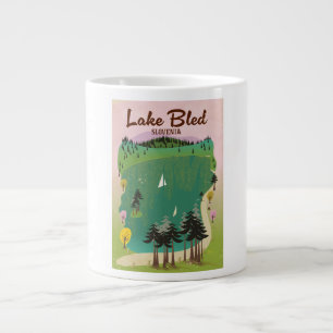Caneca De Café Grande Cartaz de viagem estilo vintage do Lago Bled Eslov