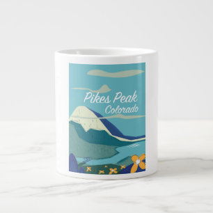 Caneca De Café Grande Cartaz de viagem estilo vintage Pikes Peak Colorad