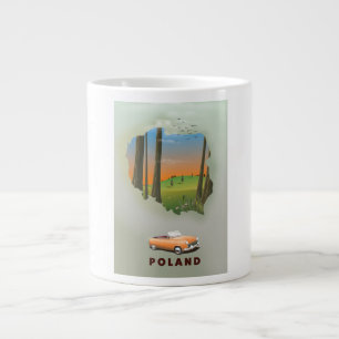 Caneca De Café Grande Cartaz de viagem ilustrado da Polônia.