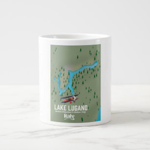 Caneca De Café Grande Cartaz de viagem Lago Lugano Itália - Suíça