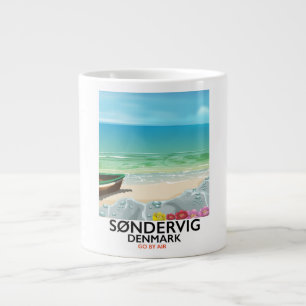 Caneca De Café Grande Cartaz de viagem para a praia de Søndervig Dinamar