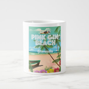 Caneca De Café Grande cartaz de viagem praia gin rosa Grenada