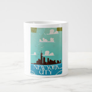 Caneca De Café Grande Cartaz de viagem vintage da cidade de Nova York
