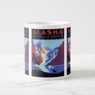 Caneca De Café Grande Cartaz de Viagem Vintage do Alasca, Atlin e o Yuko