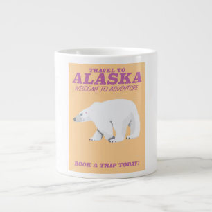 Caneca De Café Grande cartaz de viagem vintage do urso polar do alasca