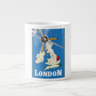 Caneca De Café Grande Cartaz de Viagem Vintage Londres, Inglaterra