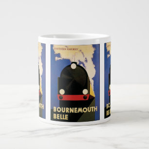Caneca De Café Grande Cartaz de Viagem Vintage, Trem Bournemouth Belle