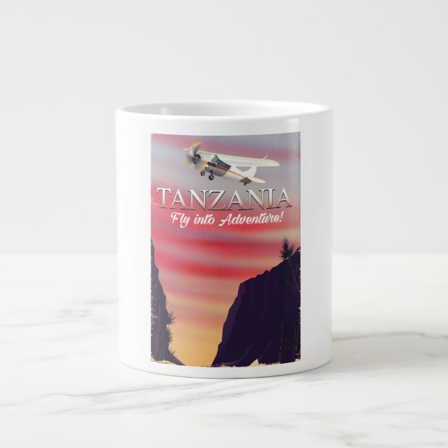 Caneca De Café Grande Cartaz de voo africano da Tanzânia (Frente)