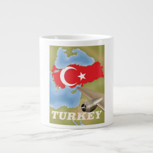 Caneca De Café Grande Cartaz de voo vintage da Turquia