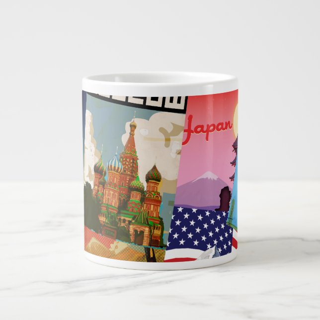 Caneca De Café Grande Cartazes de Viagem Antigos (Frente)